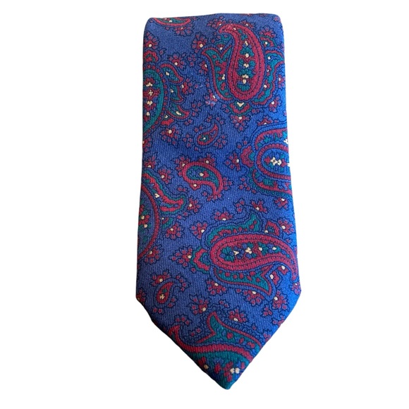 Drakes Made In London Paisley Print Wool Necktie - Picture 3 of 7